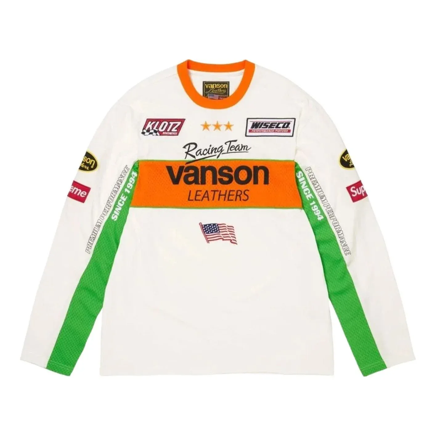Футболка Supreme x Vanson Leathers SS26 с длинными рукавами, белая