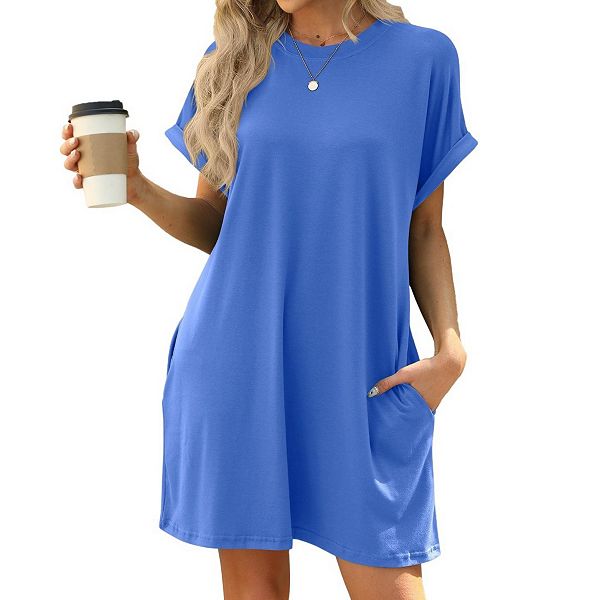 

Женское летнее платье-туника с коротким рукавом Yesfashion, Blue