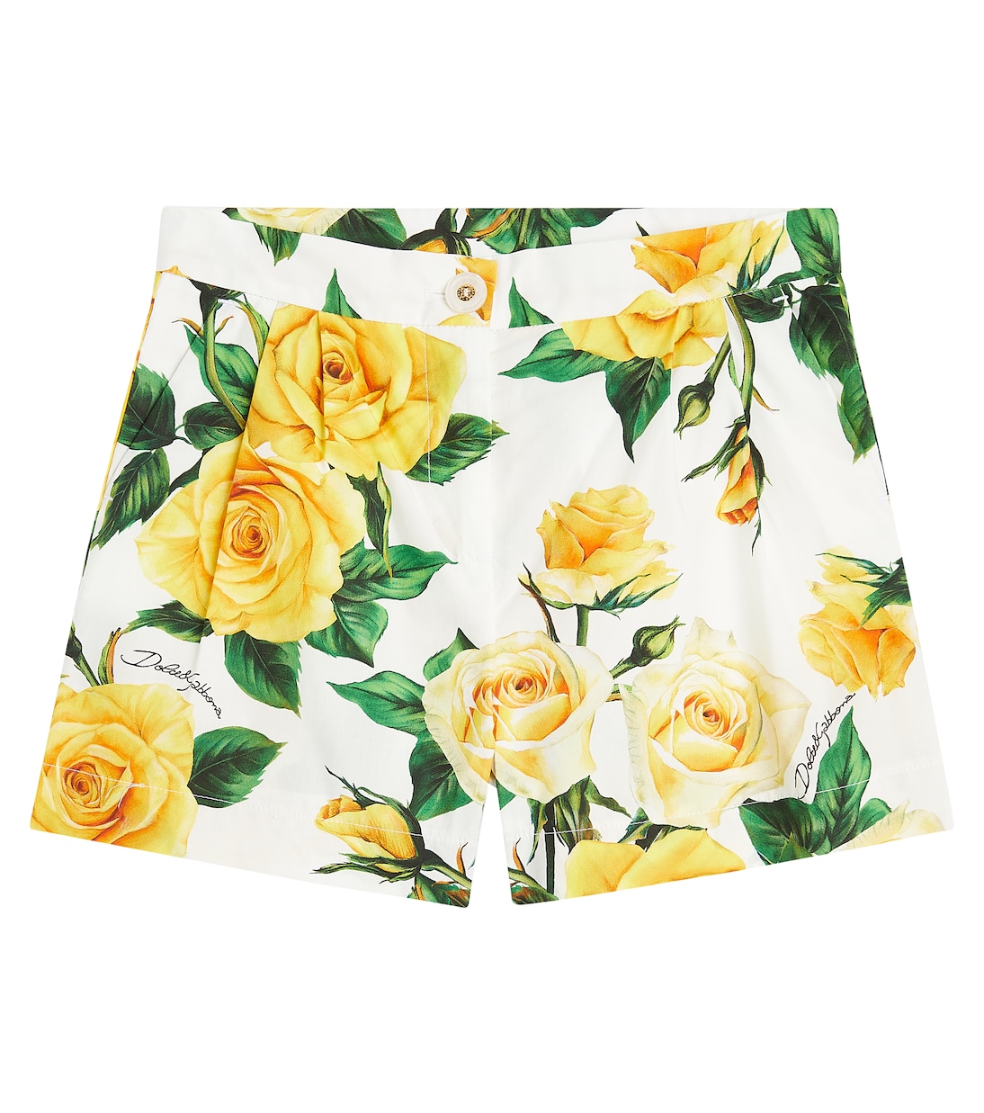 

Хлопковые шорты с цветочным принтом Dolce&Gabbana Kids, Rose Gialle Fdo Bco