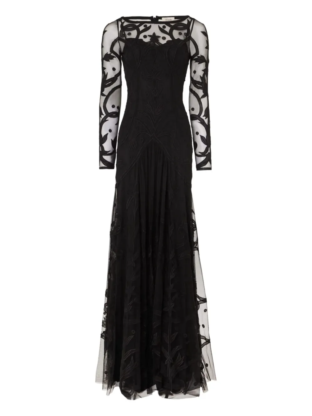 

Платье Francine Tattoo из тюля с цветочной вышивкой Temperley London, черный