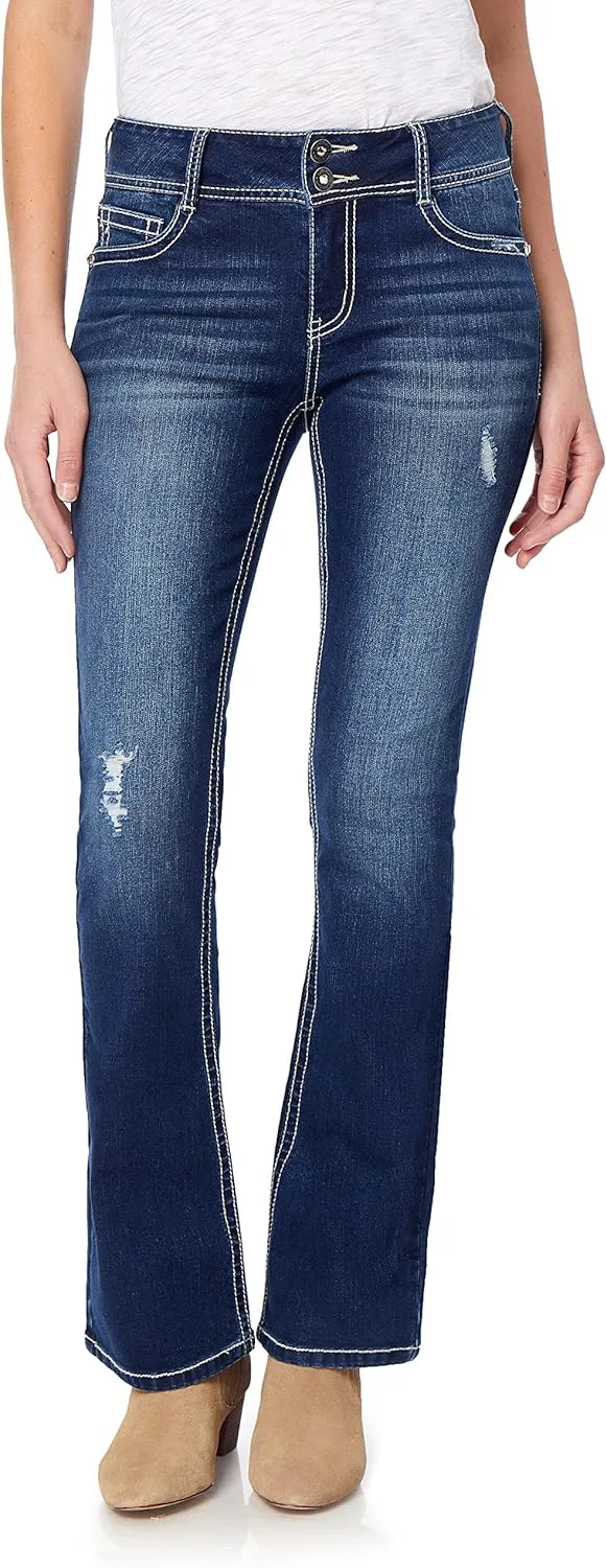 

Джинсы WallFlower Bootcut для женщин, Luscious Curvy Fit, с карманом Bling, Mid-Rise, Insta Stretch