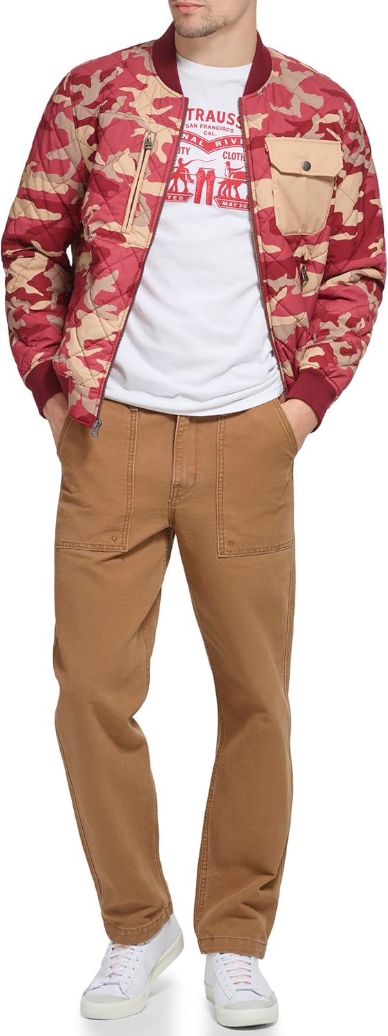 Мужская куртка-бомбер Levi's с ромбовидной стежкой, Khaki/Red Camo — фото 4