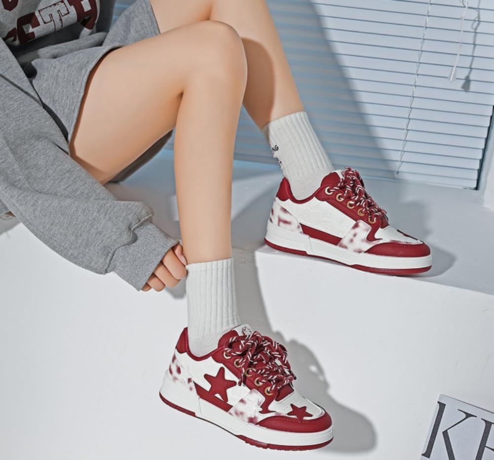 Обувь Star Shoes, милые кроссовки в стиле Y2k, массивные повседневные прогулочные туфли, унисекс, для пар, для девушек, противоскользящие, удобные, для путешествий, отдыха на природе, спорта, школы. Размеры 5.5-9.5 Generic, красный — фото 2