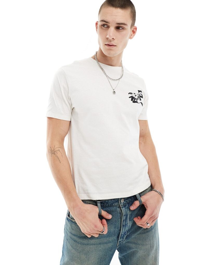 

Белая укороченная футболка с абстрактным принтом ASOS DESIGN