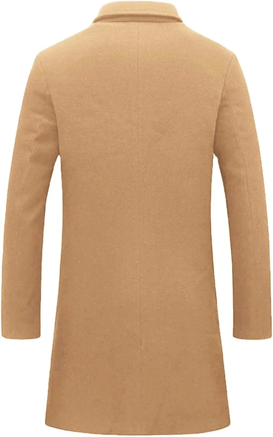 Мужское пальто pea coat из шерстяной смеси с отложным лацканом, двубортное, средней плотности, флисовое, тренч, для улицы, длинное, ветрозащитное Generic, хаки — фото 2