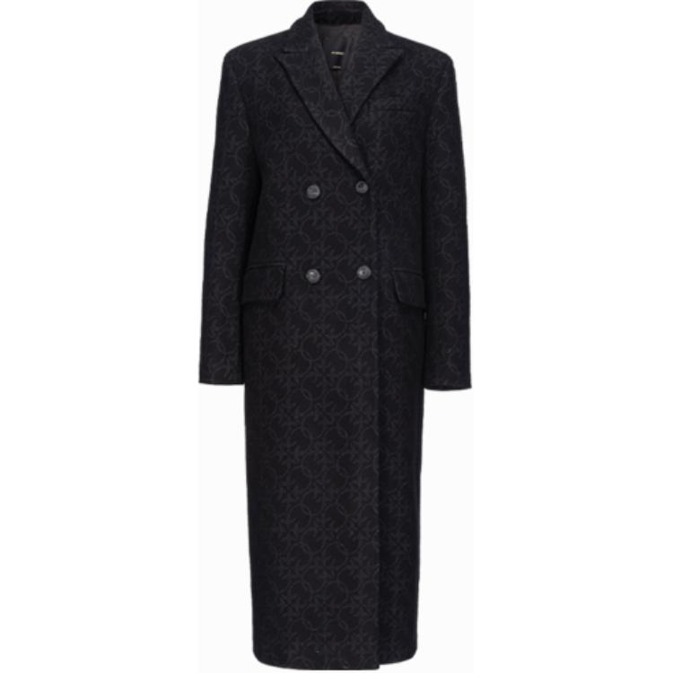 

Монограммный жаккардовый двубортный блейзер PINKO, черный