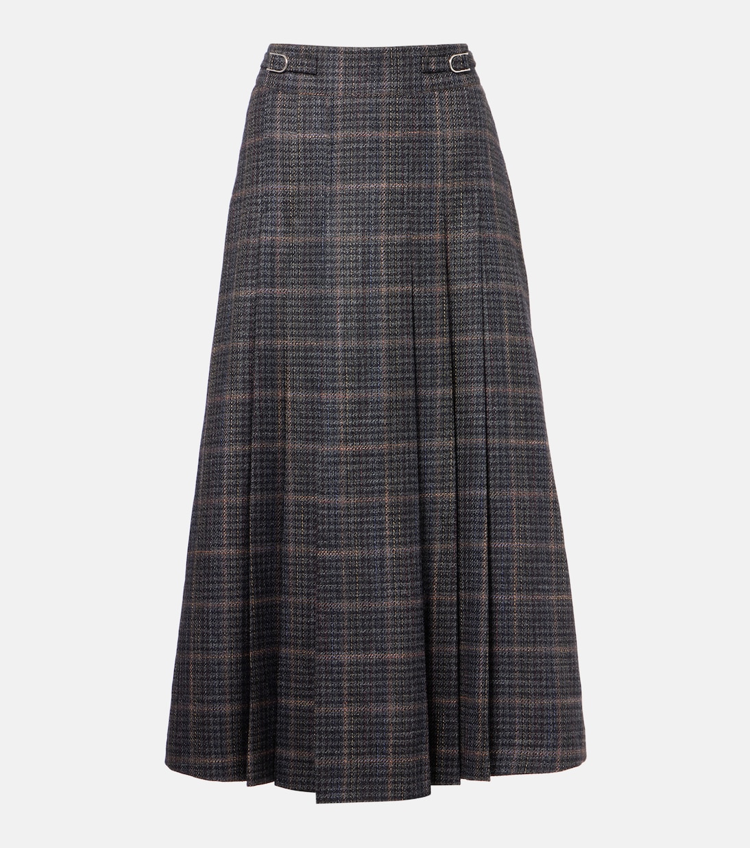 

Юбка миди из шерсти и шелка в клетку Wesley Gabriela Hearst, Charcoal Multi