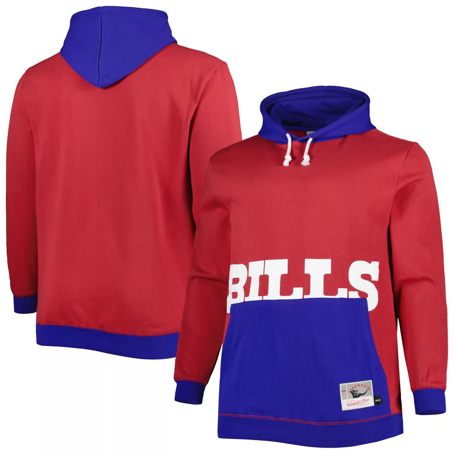 

Мужской пуловер с капюшоном Mitchell & Ness Red/Royal Buffalo Bills Big & Tall Big Face