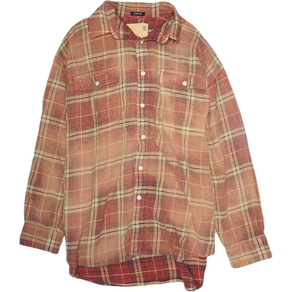 

R13 Женская рубашка, красные и бежевые, умеренного цвета