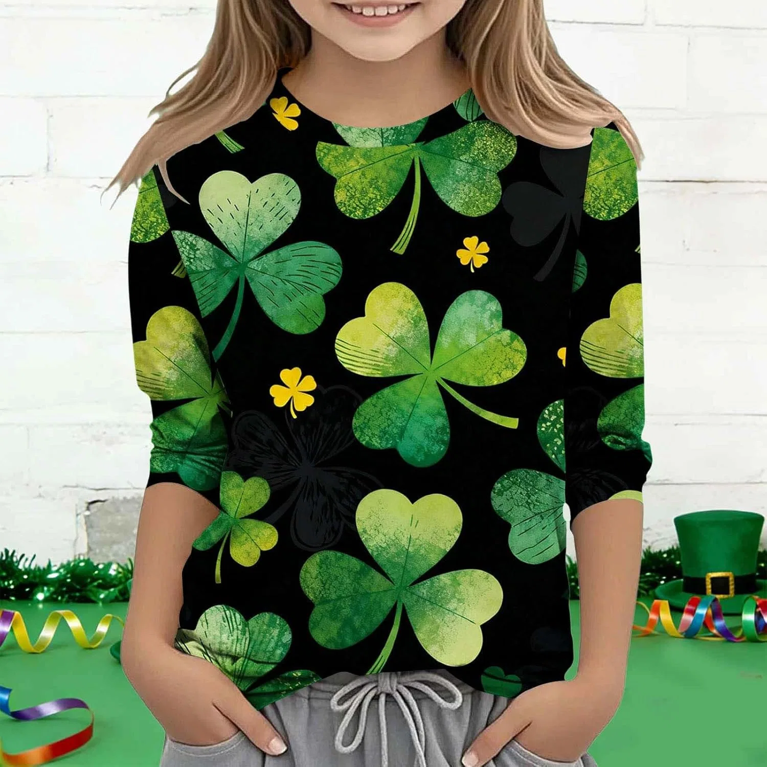 Футболка с коротким рукавом Shamrock Graphic Tee Zzalalana, девочки, 3-14 лет, Green11 — фото 3