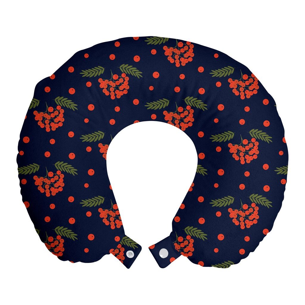 

ABAKUHAUS Natural Travel Pillow Neck Support, Rowan Rowans Berry, Пенопластовые дорожные принадлежности для самолетов и автомобилей, 30x30 см, Sienna Burnt Indigo Green