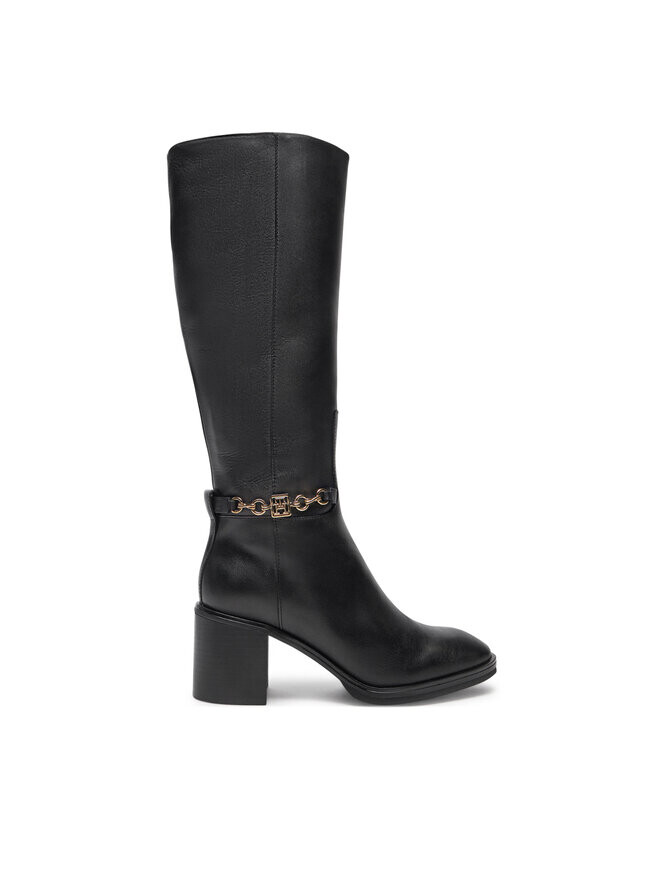 

Сапоги Tommy Hilfiger Th Chain Leather Long Boot FW0FW08182, черный