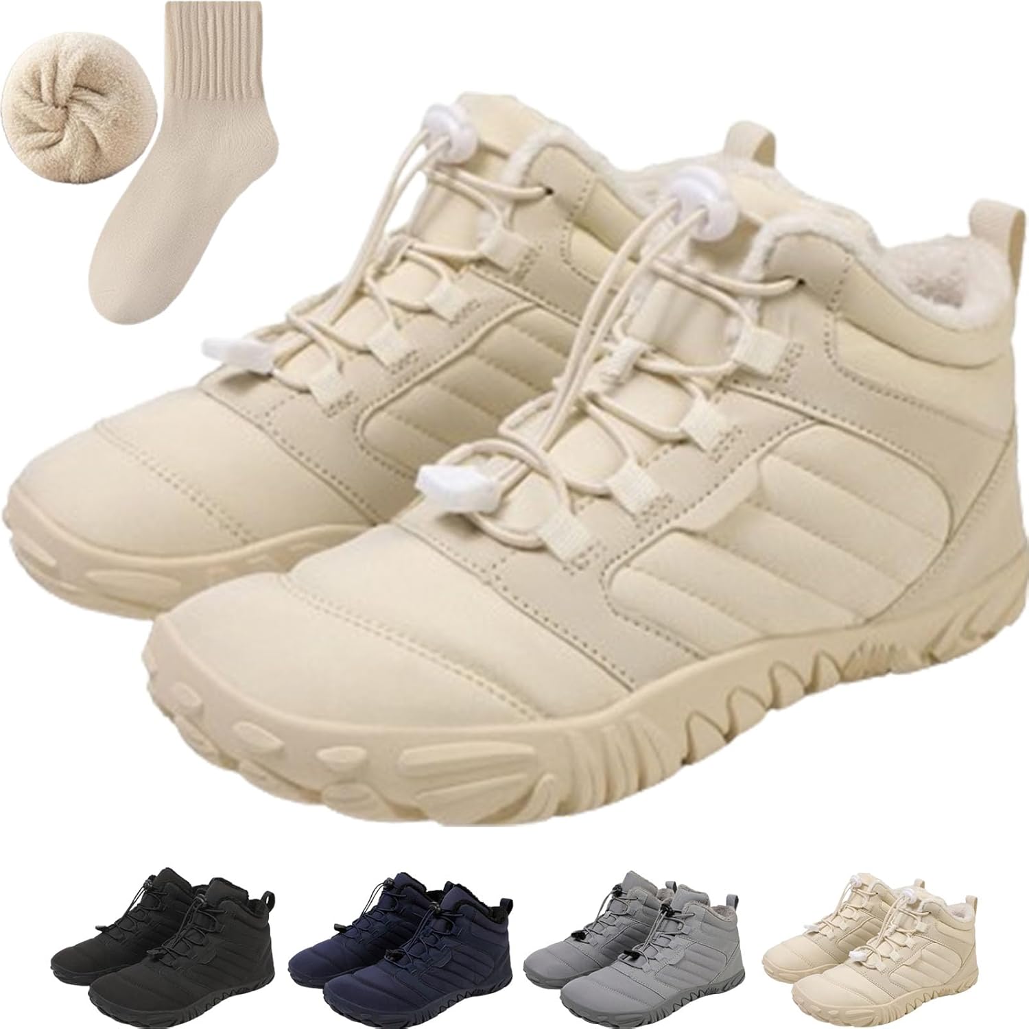 

Зимние походные ботинки для женщин и мужчин, водонепроницаемые, теплые, повседневные снежные, с нескользящей подошвой, минималистичная обувь для прогулок на открытом воздухе Generic, белый