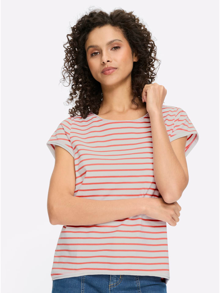 

Футболка в белую и грейпфрутовую полоску Heine