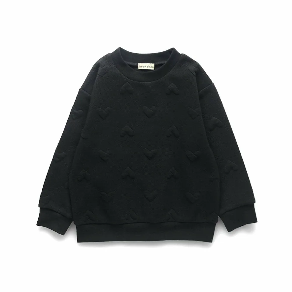 Толстовка с объемным жаккардовым принтом в виде сердечек Branshes, black