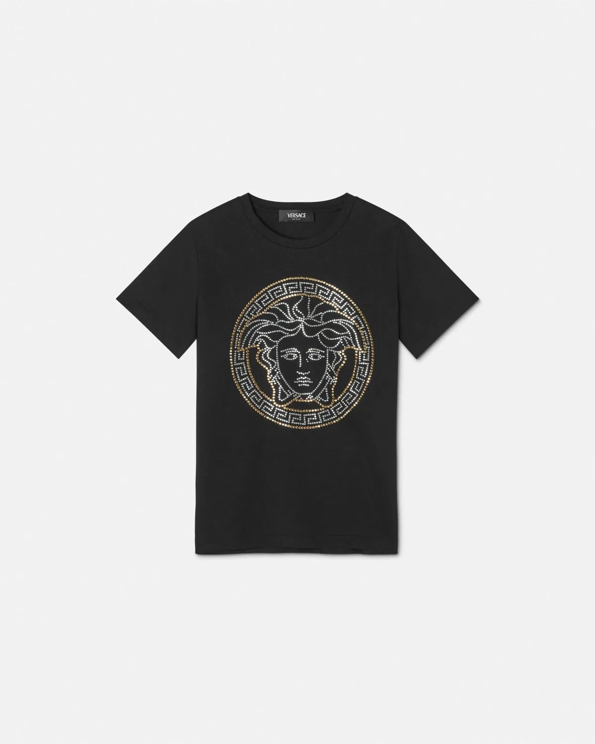 Детская футболка с Медузой и заклепками VERSACE, черный