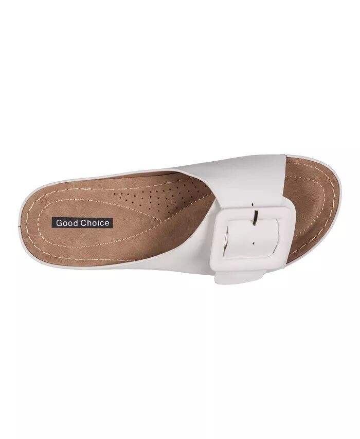 Женские сандалии на плоской подошве с пряжкой Hamden Comfort GC Shoes, белый — фото 4