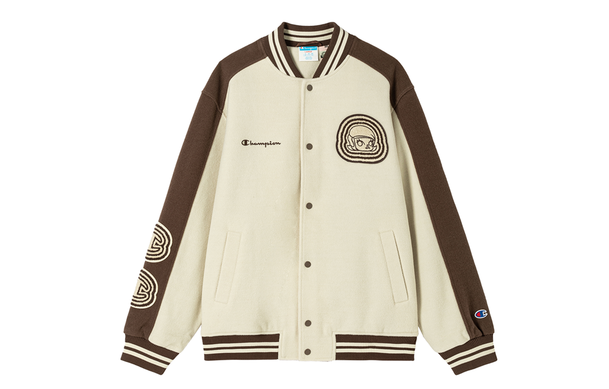 

X POP MART Куртка унисекс Champion, Beige Patchwork