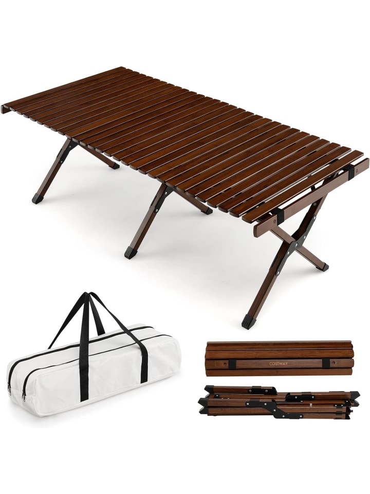 

COSTWAY Складной кемпинговый стол коричневого цвета