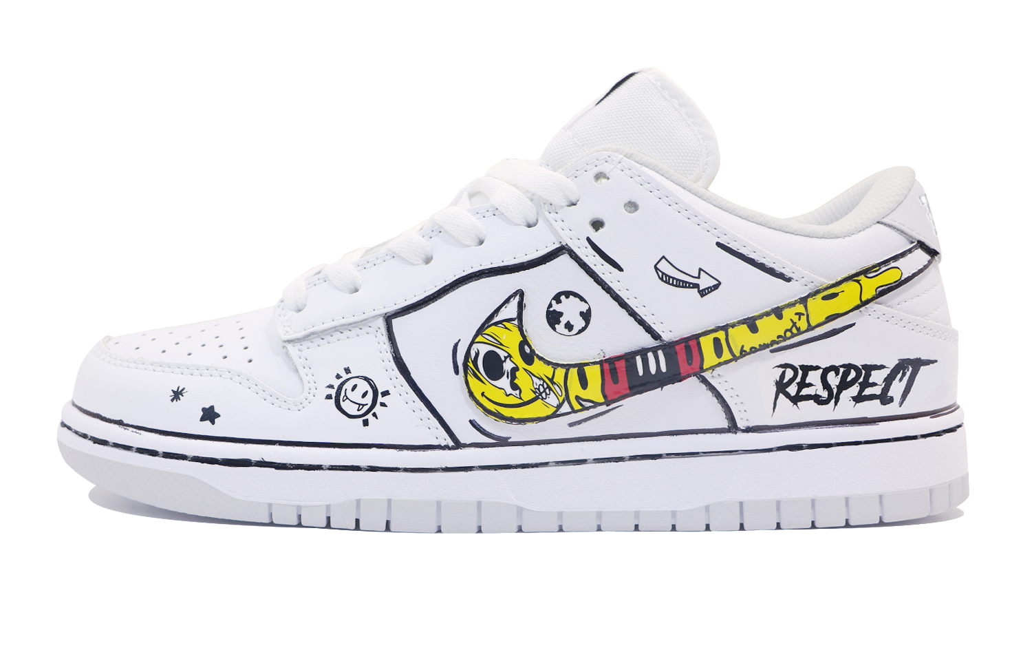 

Кроссовки Nike Dunk Skateboarding Shoes Men Low-top White/yellow/black, белый/желтый