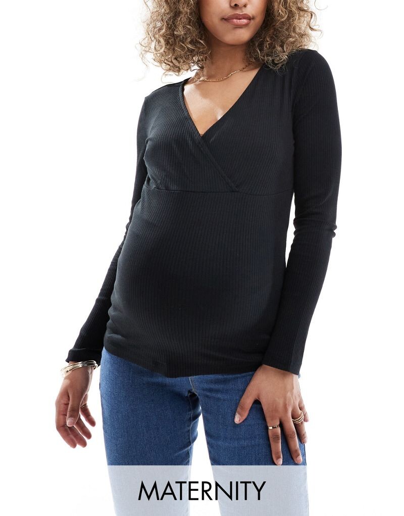 

Vero Moda Maternity — комбинированный 2-функциональный топ черного цвета с длинными рукавами