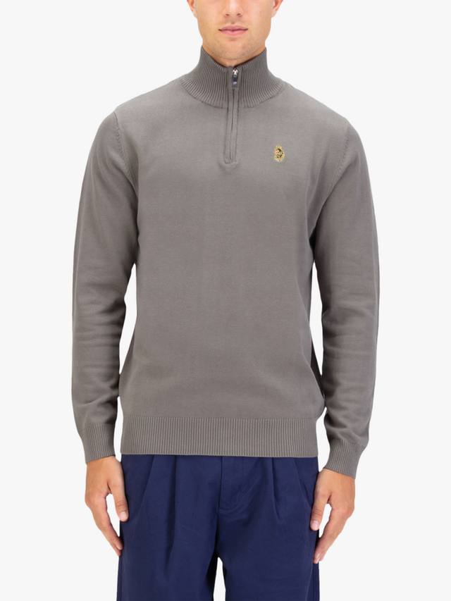 

Pretender хлопковый тонкий трикотажный джемпер с молнией на четверть LUKE 1977, Concrete