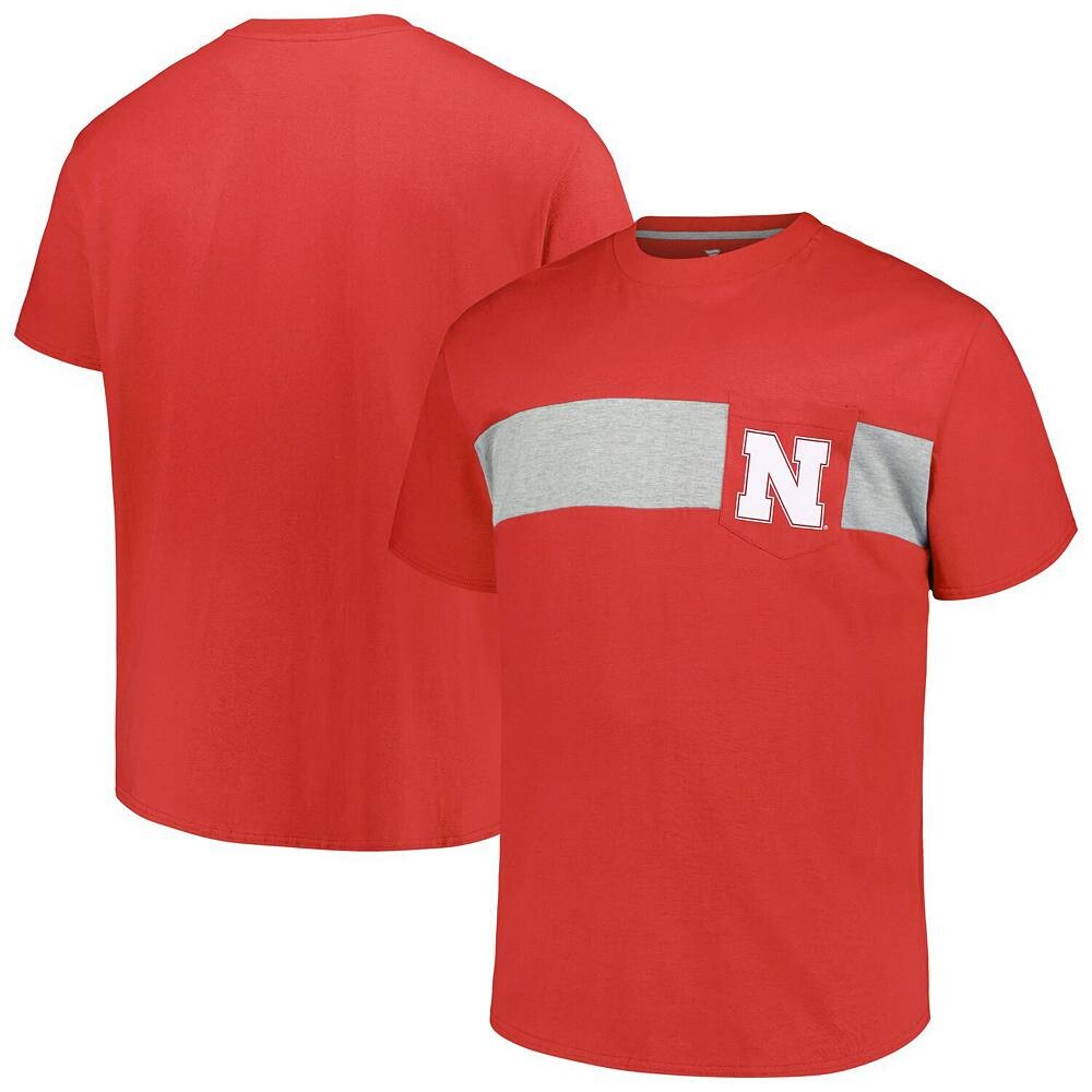 

Мужская футболка Profile Scarlet Nebraska Huskers Big & Tall в цветную полоску, цвет Neb Red
