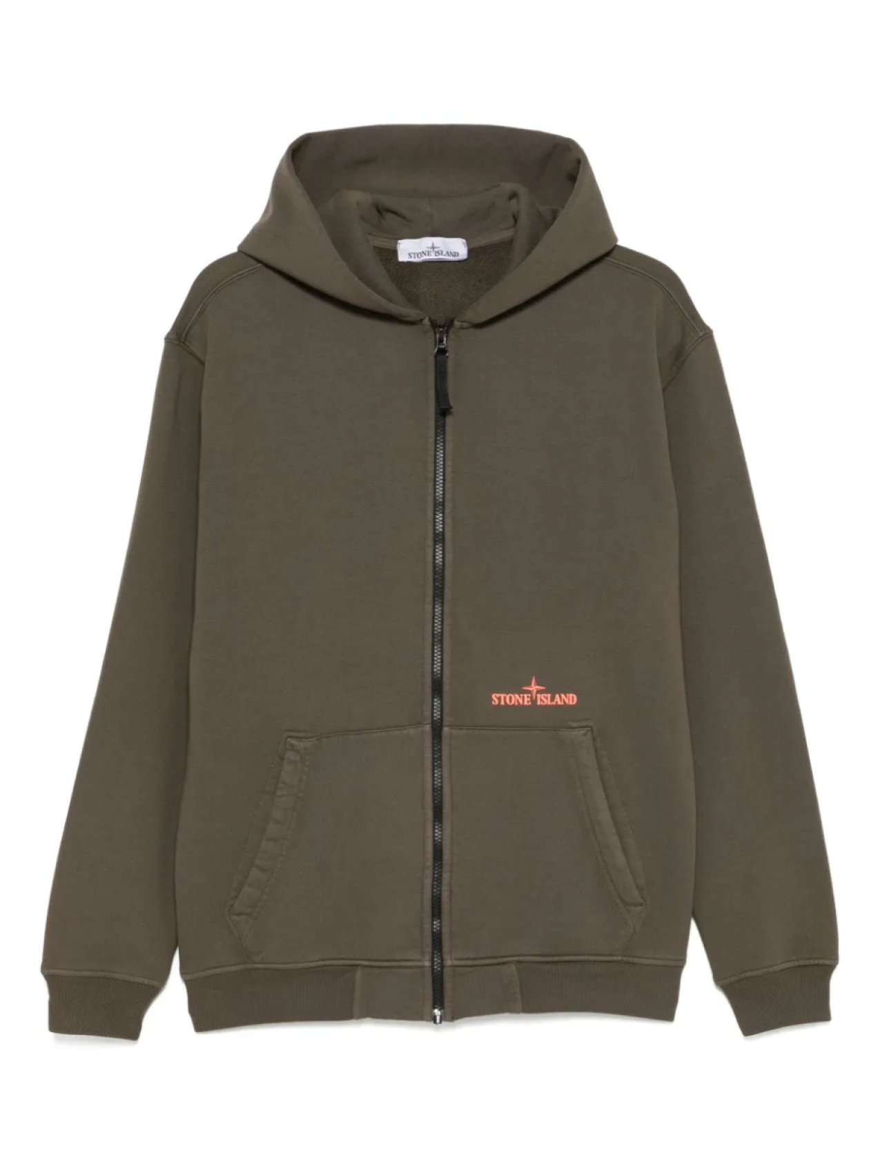 

Толстовка с капюшоном из хлопкового флиса Stone Island, зеленый