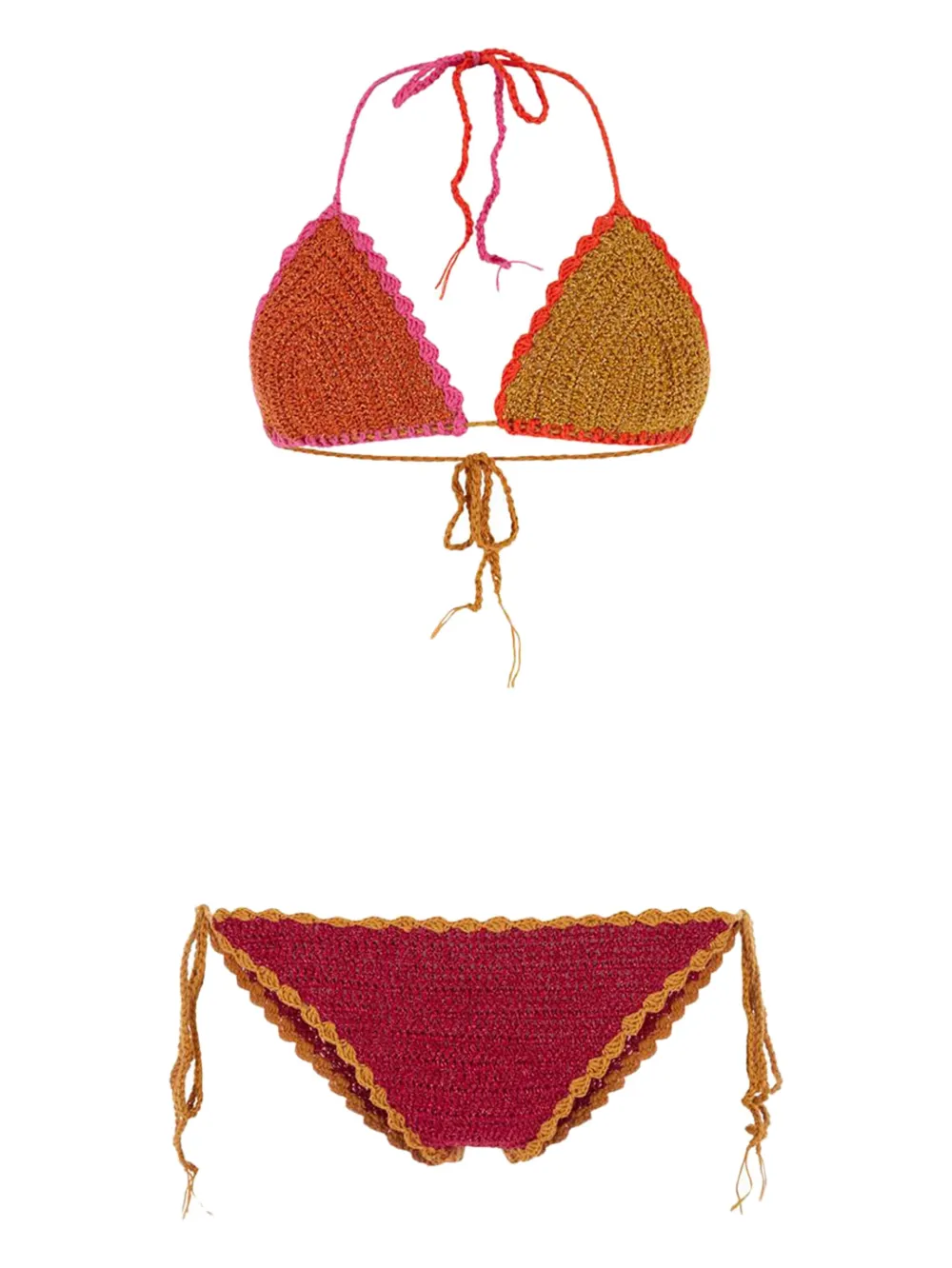 

Бикини в технике кроше с треугольными чашками Rose Carmine, оранжевый