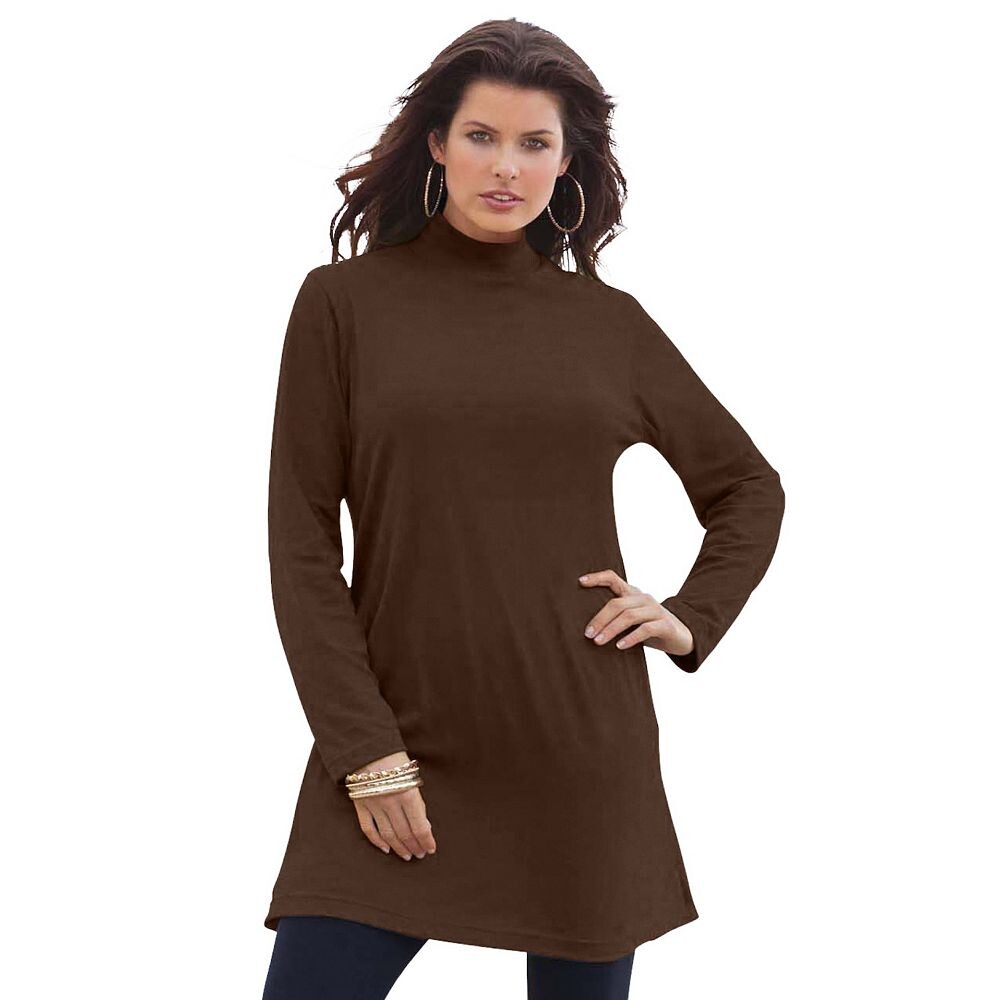 

Женская туника больших размеров Roaman's Mockneck Ultimate, цвет Chocolate