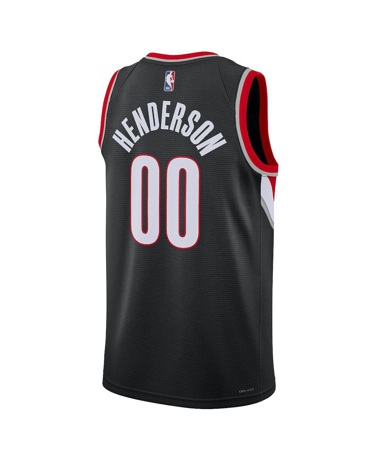Мужская и женская футболка Scoot Henderson Black Portland Trail Blazers 2023 NBA Draft Swingman — Icon Edition Nike — фото 4