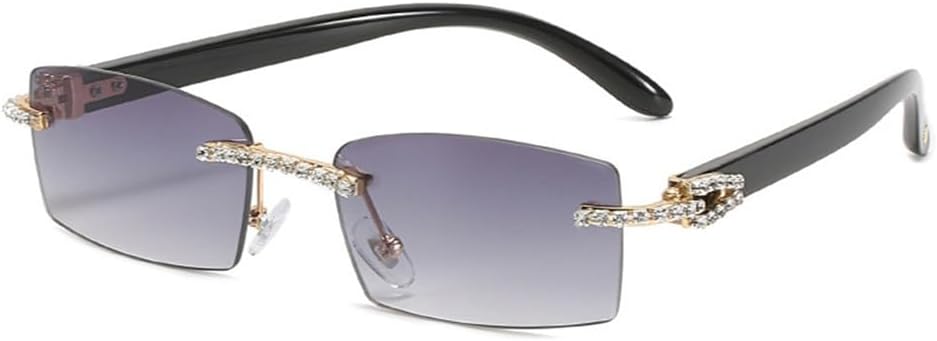 

Женские солнцезащитные очки без оправы с бриллиантами, винтажные прямоугольные солнцезащитные очки, женские солнцезащитные очки со стразами, градиентные цвета HDUBFY, C2black-gray
