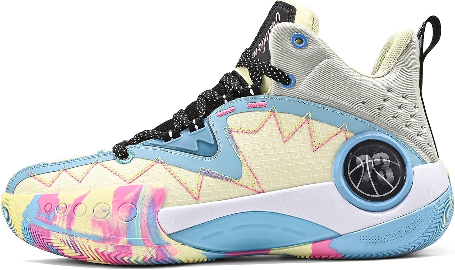 

Мужские баскетбольные кроссовки ASHION, модные, дышащие, с нескользящей подошвой, поддержкой свода стопы, для бега и спорта, синий/желтый