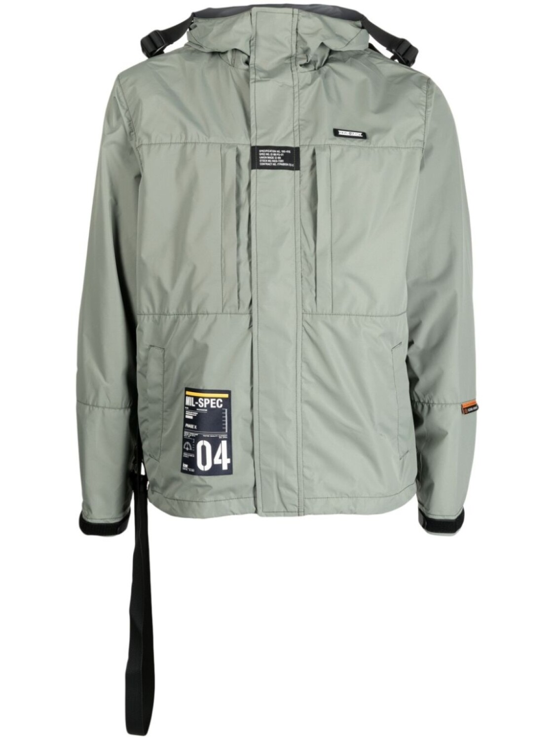 

izzue patch-details padded hooded jacket, зеленый