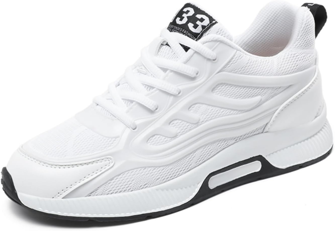 

Мужские невидимые кроссовки на платформе, дышащая сетка в виде сот, естественное увеличение роста для прогулок, свиданий и поездок на работу Kpdwfms, белый