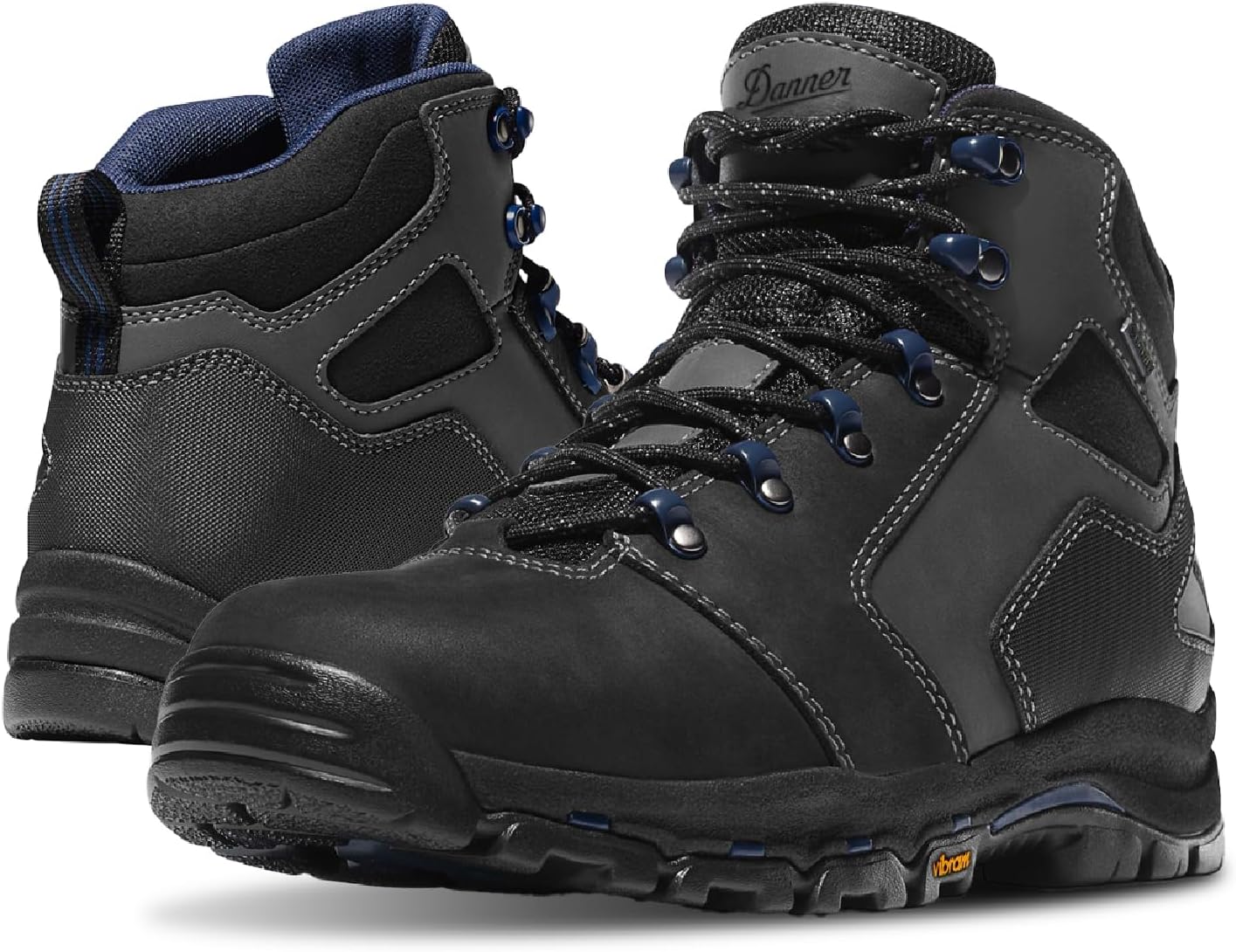 

Ботинки Danner Vicious с композитным носком 4,5 для мужчин - из кожи полного зерна с дышащей подкладкой Gore-Tex, системой быстрого шнурования и подошвой с нескользящей пяткой, черный/синий