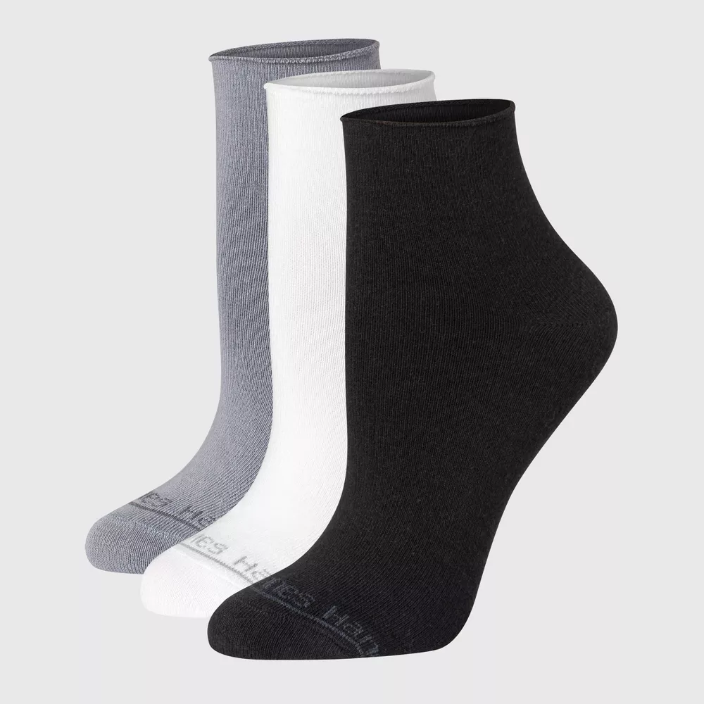 

Носки Hanes женские SuperSoft Mid Crew, 3 пары, цвет Black/White/Gray