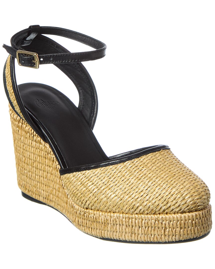 Сандалии из рафии и кожи Castañer Cass Wedge Sandal, коричневый