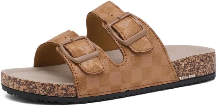 

Женские летние шлепанцы LokoLucx с клетчатым узором и пряжкой, модная летняя обувь больших размеров, идеальны для повседневной носки на пляже, хаки