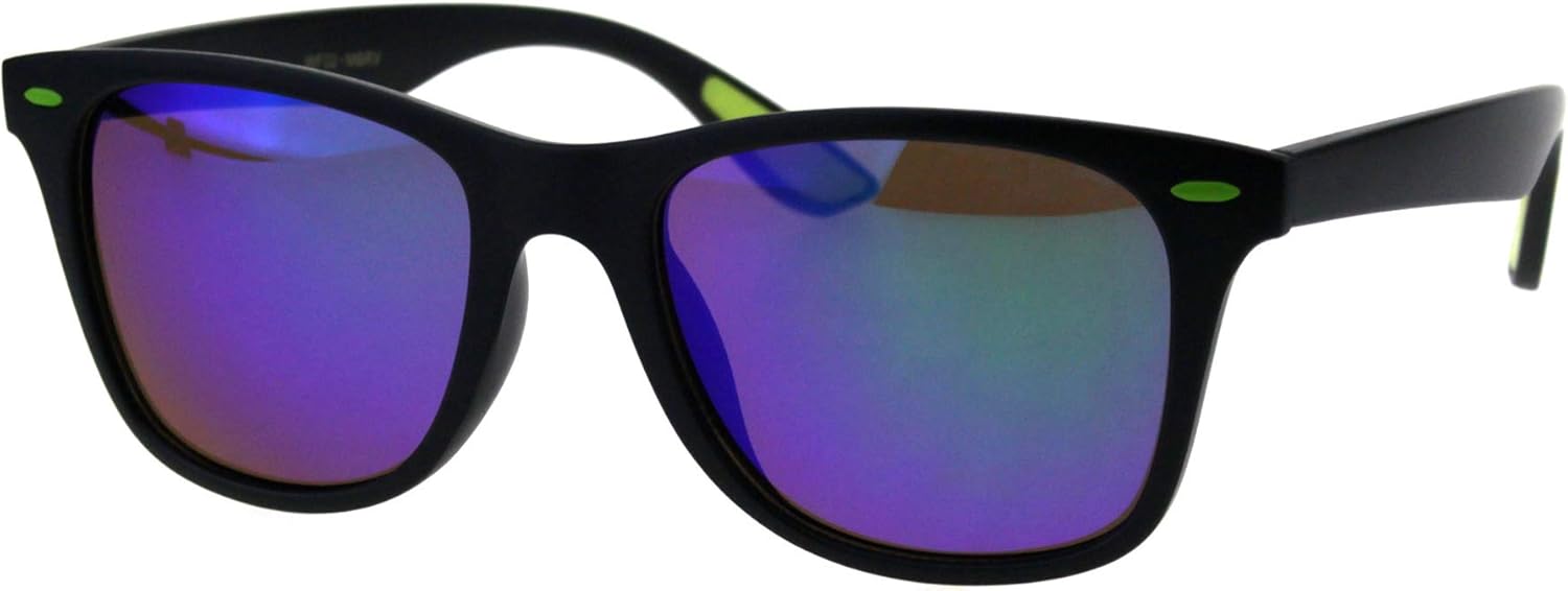 

Классические солнцезащитные очки унисекс в квадратной оправе с роговым рисунком, матовые черные зеркальные линзы, защита от УФ-излучения UV 400 PASTL, Black Green (Teal Mirror)