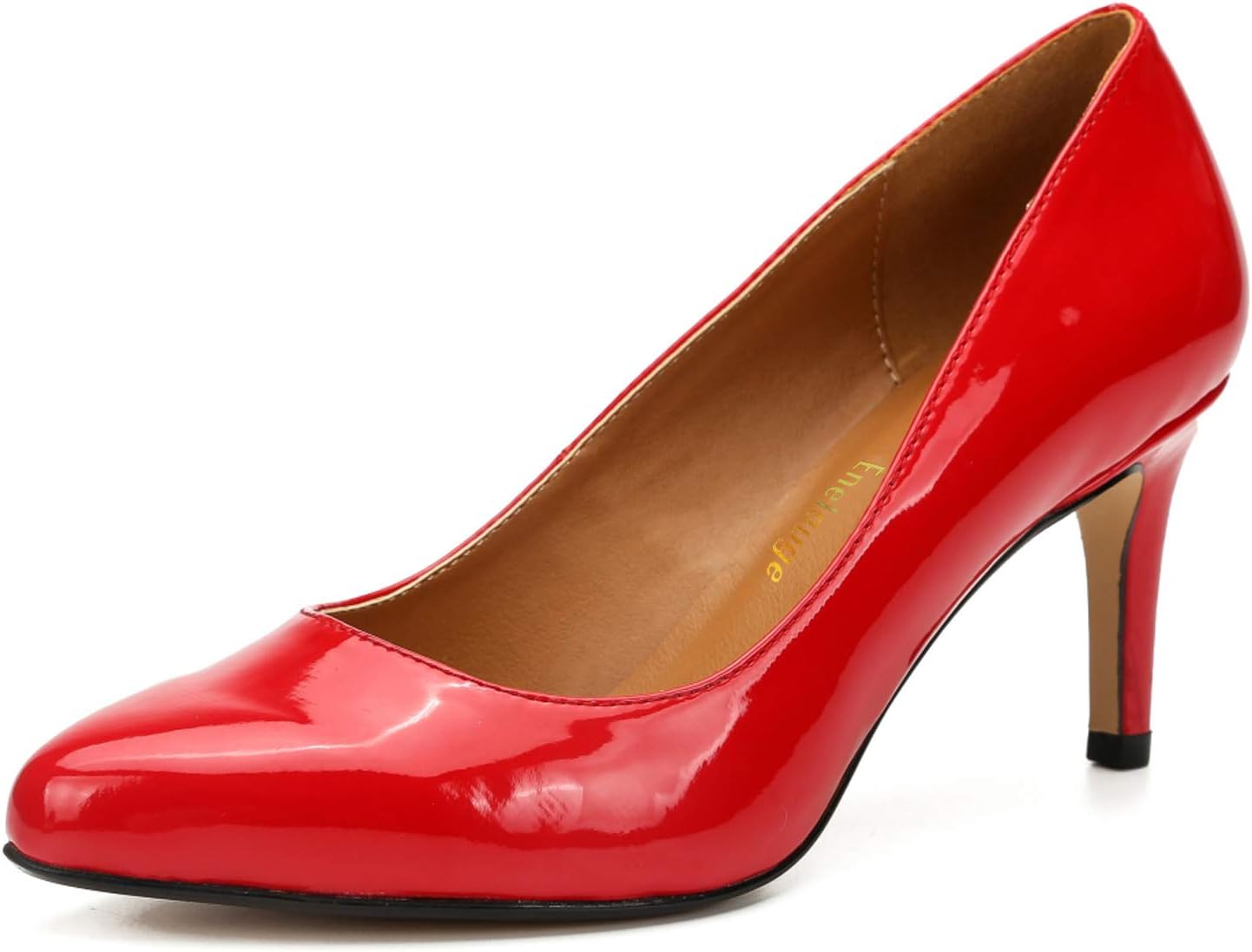 

Туфли Enelauge для женщин и мужчин, классические лодочки на высоком каблуке с острым носком, свадебные, Pat Pu Red
