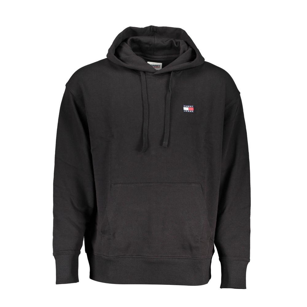 Элегантная хлопковая толстовка с капюшоном и логотипом Tommy Hilfiger, черный