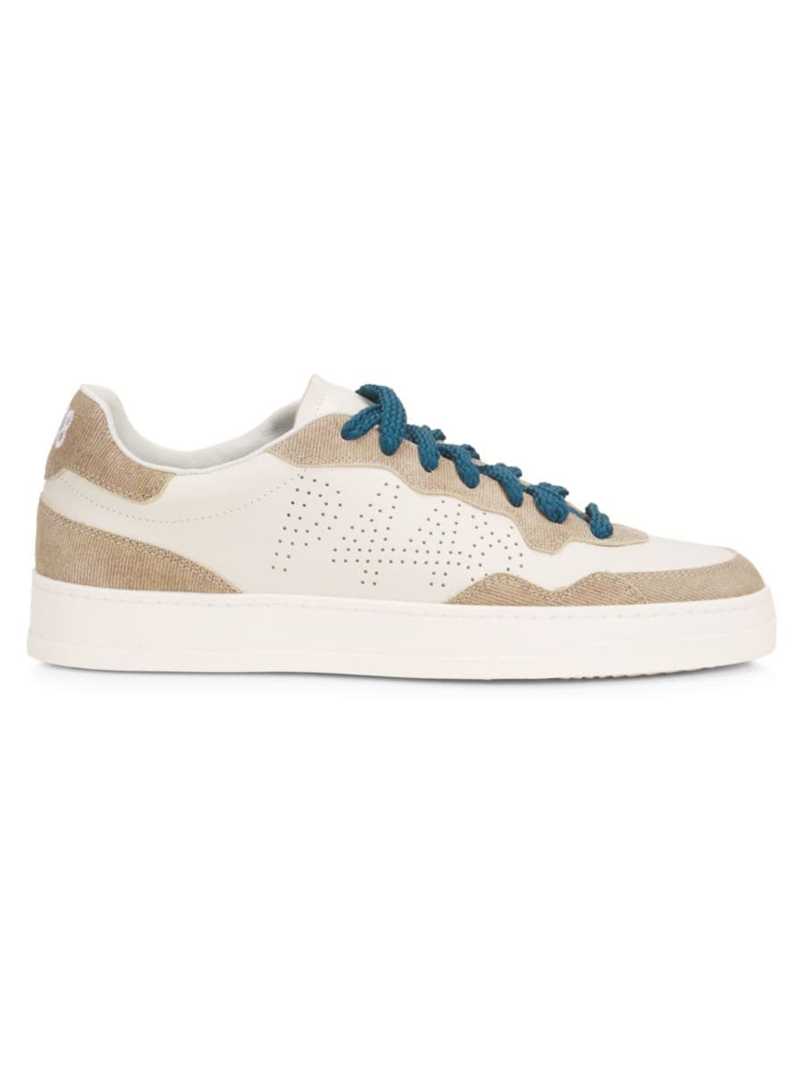 

Низкие кроссовки Bali из перфорированной кожи с замшевой отделкой P448, цвет Blue Cream