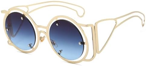 

Женские круглые солнцезащитные очки в стиле стимпанк 2027 года, панк, металлическая оправа, солнцезащитные очки для женщин, защита от ультрафиолета UV400 MTZJH, Gold-grayblue