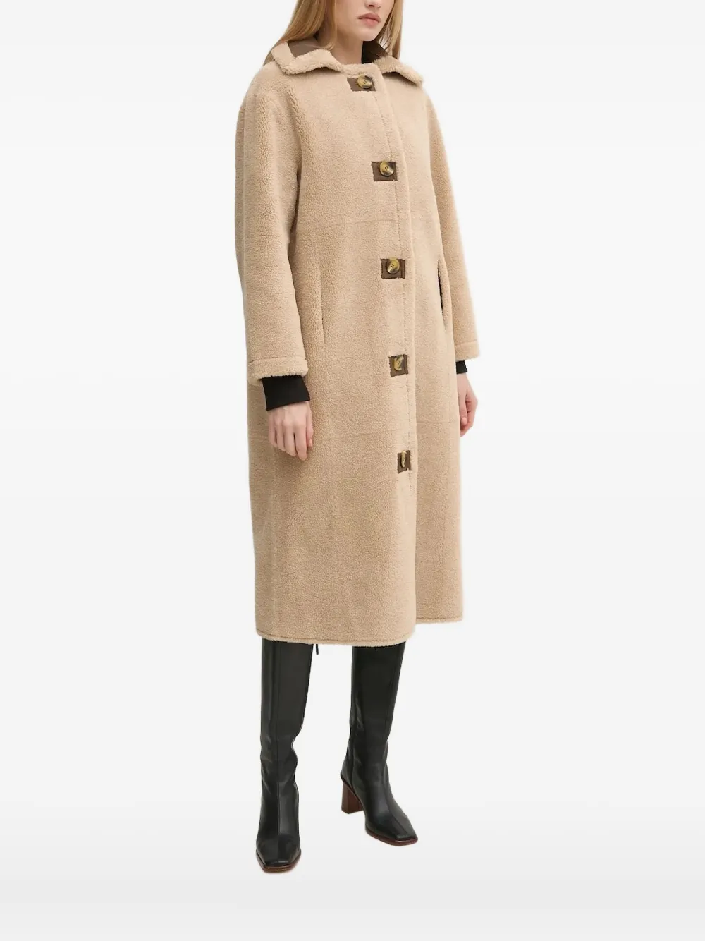 

Пальто из искусственной овчины с застежкой на пуговицы Pedro Del Hierro, нейтральный
