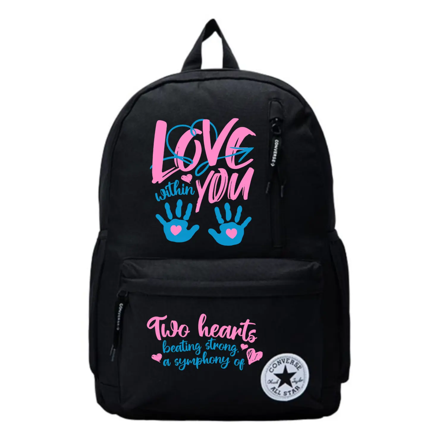 

Converse Полиэстеровый рюкзак обычный унисекс черный, Heart Handprint