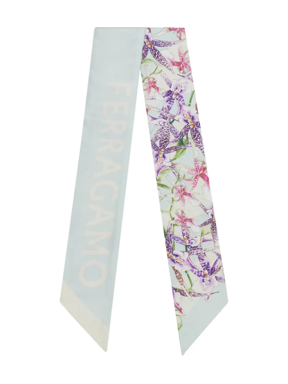 

Шелковый шарф с принтом Гайя Ferragamo, синий