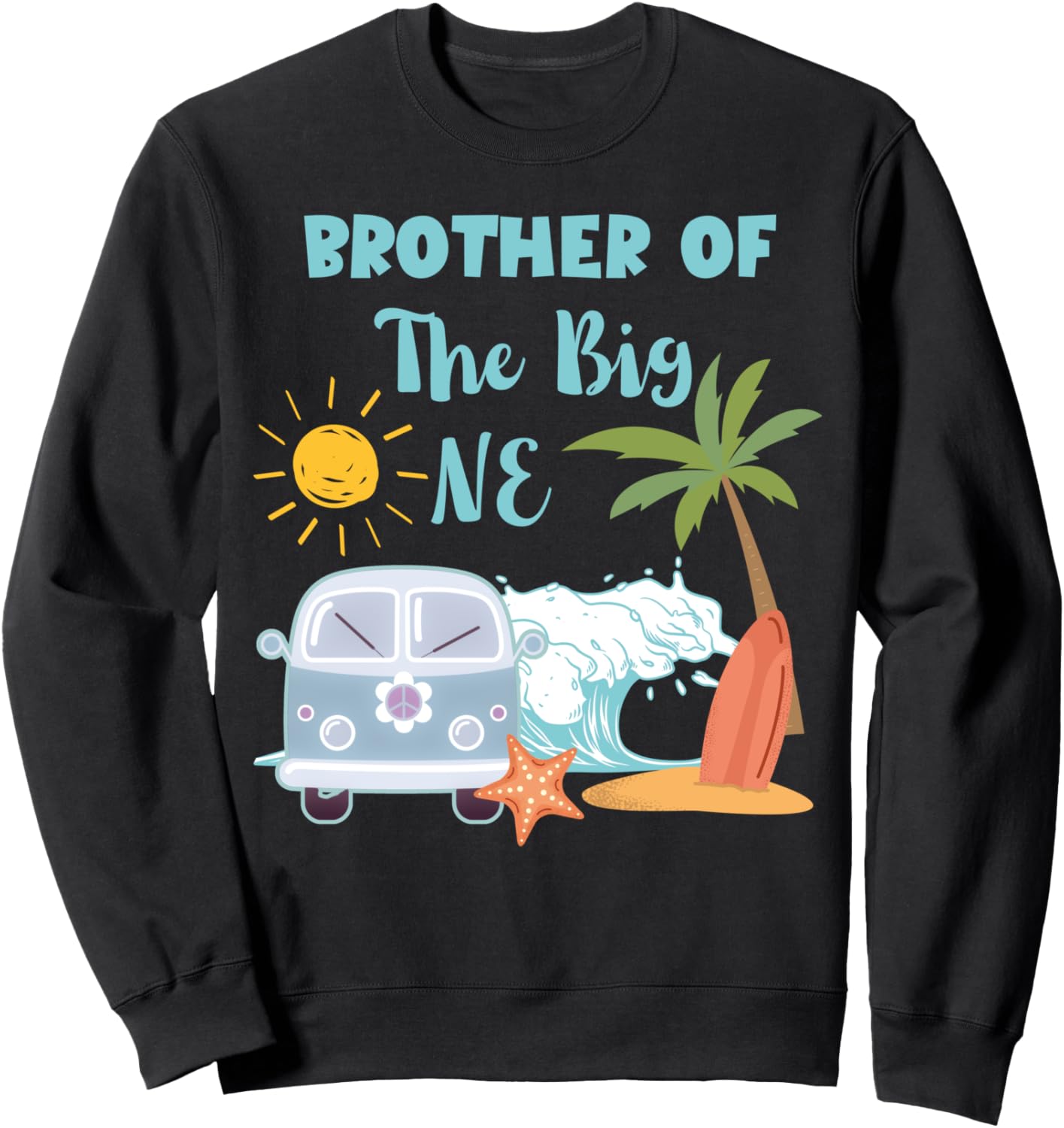 

Толстовка с надписью «Брат Большой Удар» в стиле пляжного серфинга, посвященная первому дню рождения Family Look Surfing Beach Theme Decorations Gifts, черный