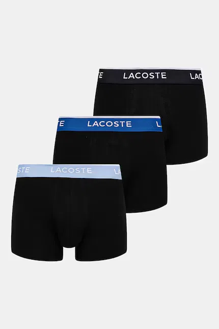 Боксеры хлопковые с эластаном 3 шт Lacoste, черный