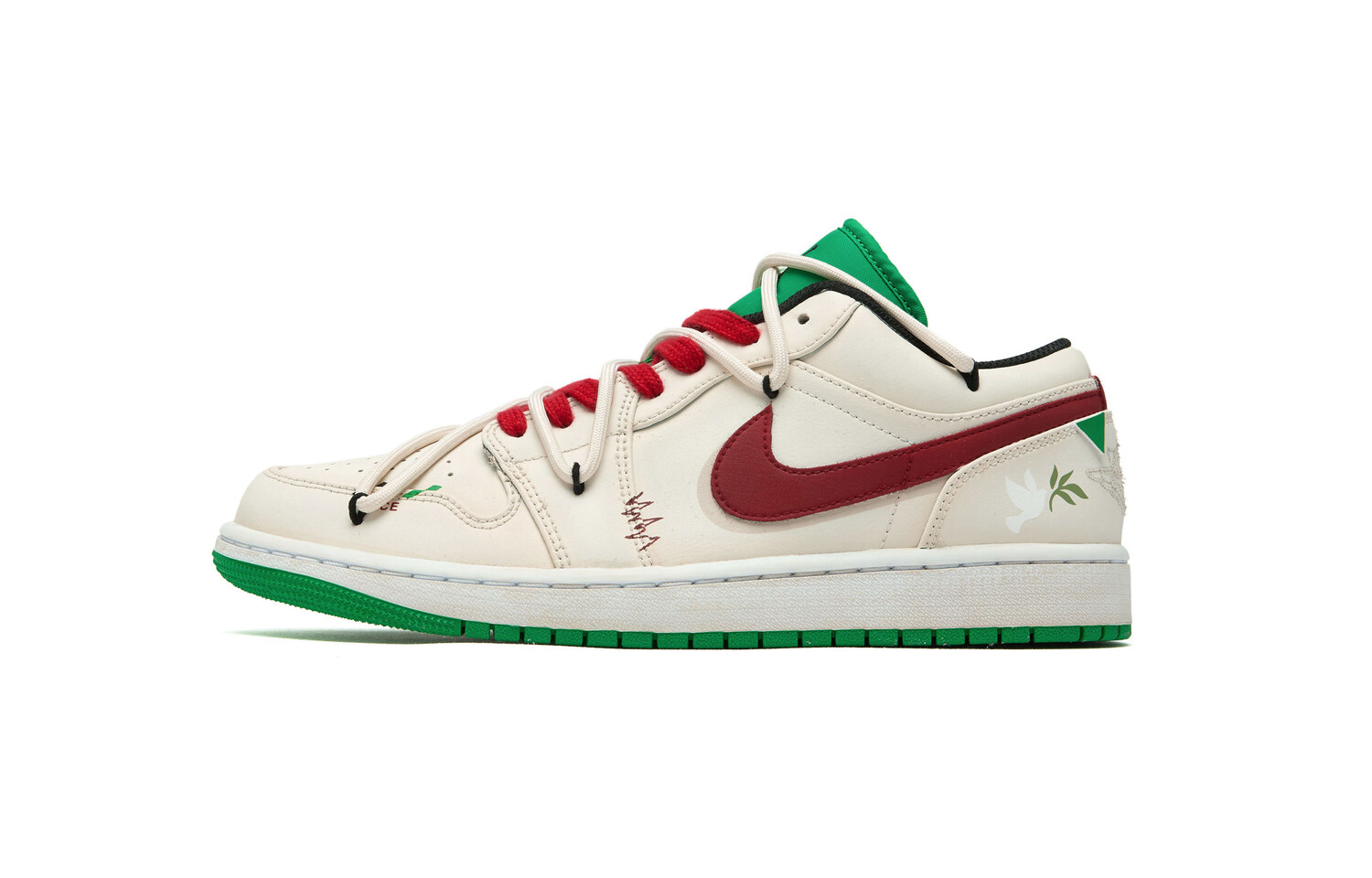 

Кроссовки Air Jordan 1 Vintage Basketball Shoes Men Low-top Green, цвет Off White